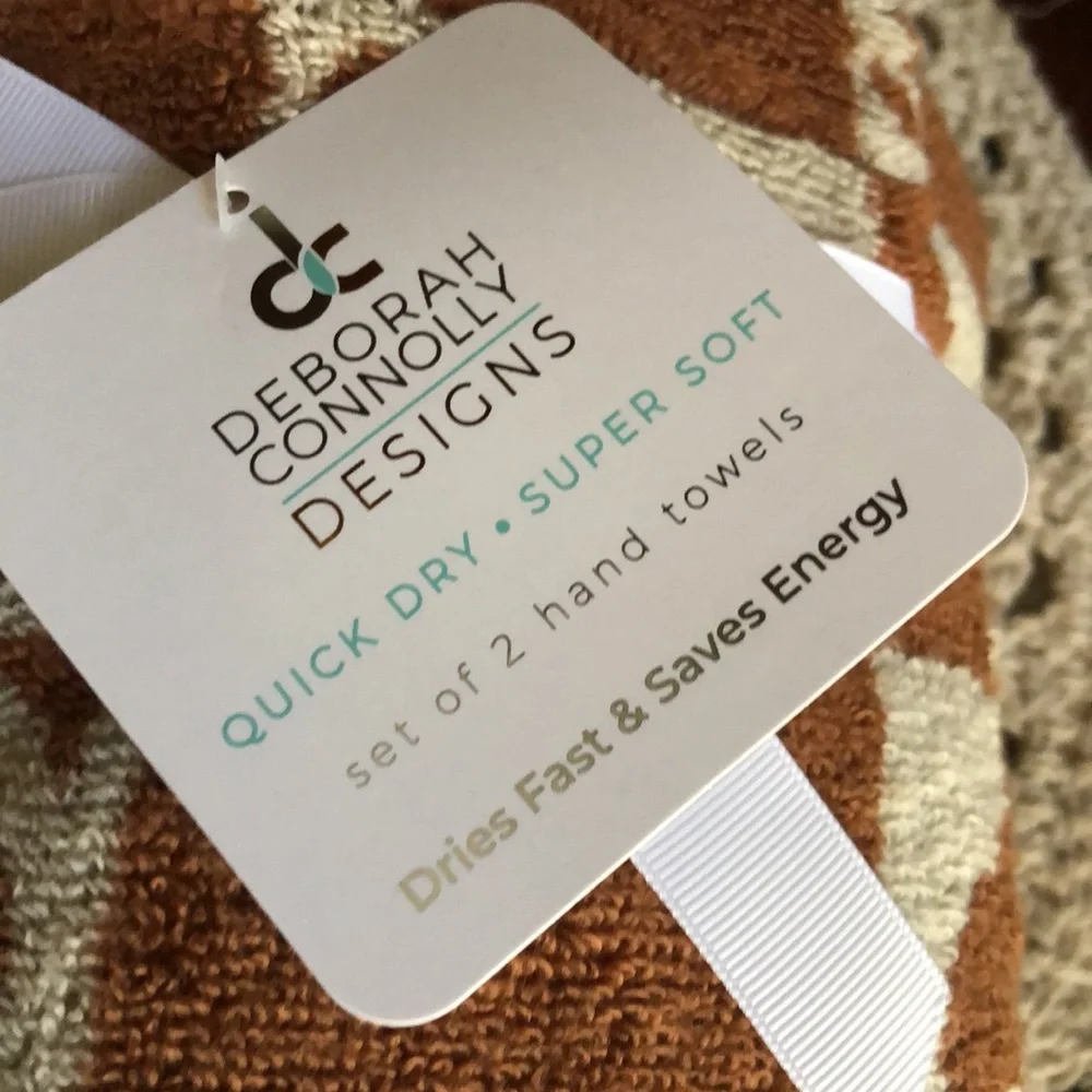 Deborah Connolly Brown Football Pattern Hand Towels